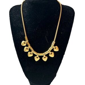 Vintage Gold Heart Chunky Charm Necklace